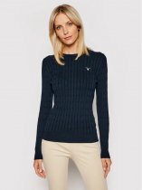 Gant Stretch Cotton Cable Crew Neck Sweater