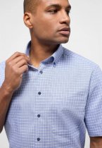 Eterna comfort fit checked twill short-sleeved shirt