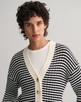 GANT striped cotton rib V-neck cardigan