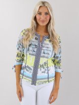 Just White zip down abstract print jacket
