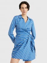 Tommy Hilfiger Co Stripe Short Wrap Shirt Dress
