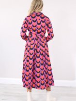 MILANO Long Sleeve Printed Shirt Midi Dress
