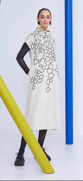 Naya Geometrical print high neck dress