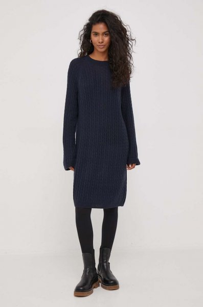 Tommy Hilfiger Cable Knit Wool Relaxed Jumper Dress