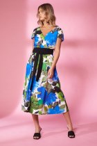Kate COOPER Wrap flared print dress/contrast
