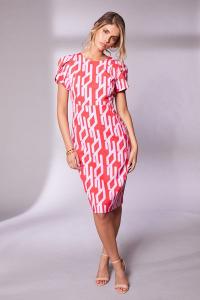 Kate COOPER Print dress with cross over slee