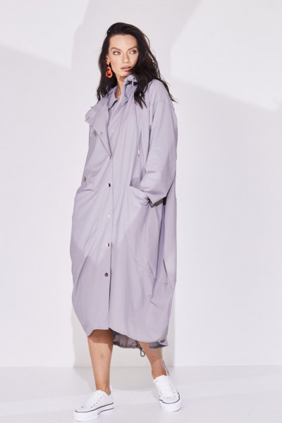 NAYA Hooded mac coat/tulip hemline