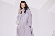 NAYA Hooded mac coat/tulip hemline