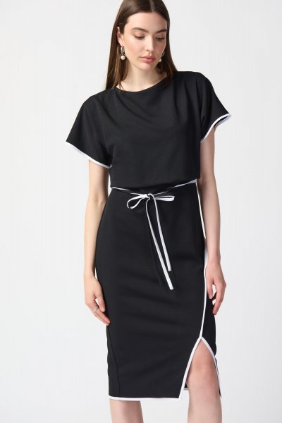 Joseph RIBKOFF Dress With White Piping and Tie Waist 241234