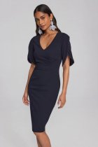 Joseph RIBKOFF Midnight Blue Sheath Dress with Pearl Detail Style 241762