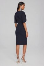 Joseph RIBKOFF Midnight Blue Sheath Dress with Pearl Detail Style 241762