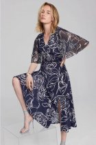 Joseph RIBKOFF Midnight Blue/Vanilla Floral Print Dress Style 241764