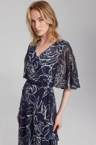 Joseph RIBKOFF Midnight Blue/Vanilla Floral Print Dress Style 241764