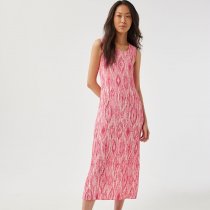 LEO & UGO Maxi Pleated Abstract Print Sleeveless Dress